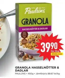 Willys GRANOLA HASSELNÖTTER & DADLAR erbjuda