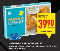 Willys Hemma SPRÖDBAKAD TORSKFILÉ erbjuda