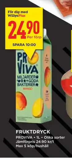 Willys Hemma FRUKTDRYCK erbjuda
