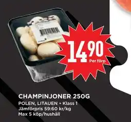 Willys Hemma CHAMPINJONER 250G erbjuda