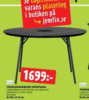 Jem&Fix TRÄDGÅRDSBORD MONTANA erbjuda