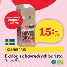 Hemköp Ekologisk havredryck barista erbjuda
