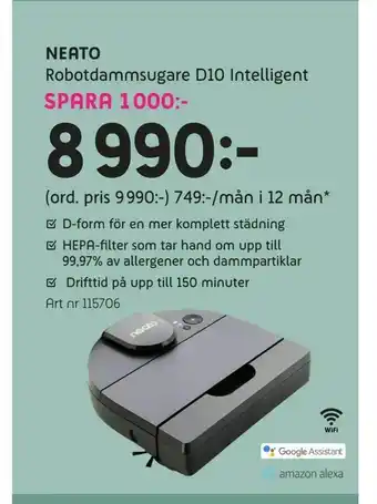 Elon Robotdammsugare D10 Intelligent erbjuda