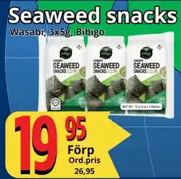 Supergrossen Seaweed snacks erbjuda