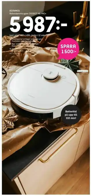 Elon Robotdammsugare DEEBOT N8 PRO+ erbjuda