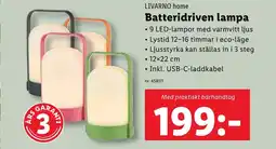Lidl LIVARNO home Batteridriven lampa erbjuda