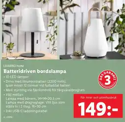 Lidl LIVARNO HOME Batteridriven bordslampa erbjuda