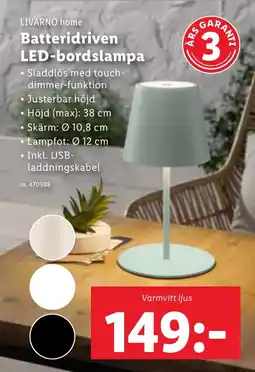Lidl LIVARNO HOME Batteridriven LED-bordslampa erbjuda