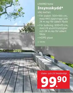 Lidl LIVARNO HOME Insynsskydd erbjuda