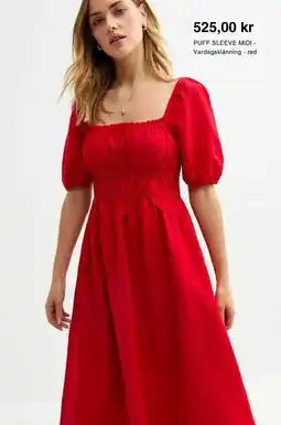 Zalando PUFF SLEEVE MIDI - Vardagsklänning - red erbjuda
