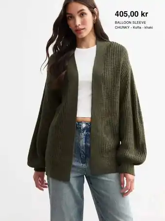 Zalando BALLOON SLEEVE CHUNKY - Kofta - khaki erbjuda