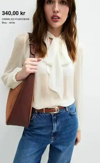 Zalando CRINKLED PUSSYBOW - Blus - white erbjuda