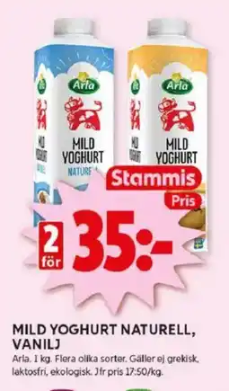 ICA Kvantum ARLA Mild yoghurt naturell, vanilj erbjuda