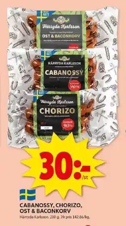 ICA Kvantum Cabanossy, chorizo, ost & baconkorv erbjuda