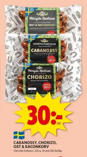 ICA Kvantum Cabanossy, chorizo, ost & baconkorv erbjuda