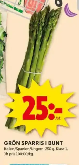 ICA Kvantum Grön sparris i bunt erbjuda