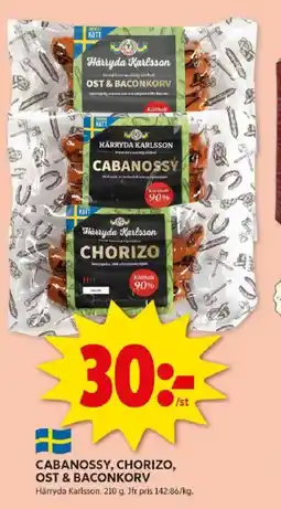 ICA Kvantum Cabanossy, chorizo, ost & baconkorv erbjuda