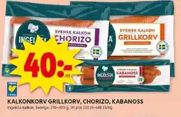ICA Kvantum Kalkonkorv grillkorv, chorizo, kabanoss erbjuda