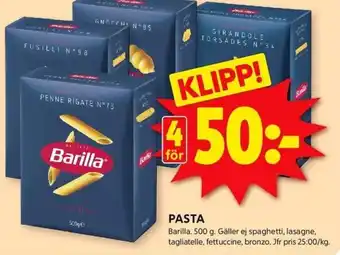 ICA Kvantum BARILLA Pasta erbjuda
