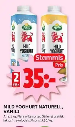 ICA Kvantum ARLA Mild yoghurt naturell, vanilj erbjuda