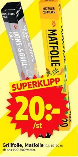 ICA Supermarket ICA Grillfolie, matfolie erbjuda