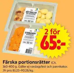 ICA Supermarket ICA Färska portionsrätter erbjuda