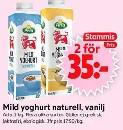 ICA Supermarket ARLA Mild yoghurt naturell, vanilj erbjuda