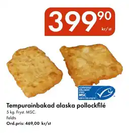 Snabbgross Tempurainbakad alaska pollockfilé erbjuda