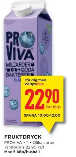 Willys FRUKTDRYCK erbjuda