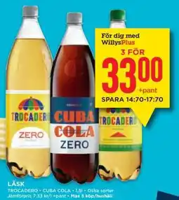 Willys LÄSK TROCADERO • CUBA COLA erbjuda