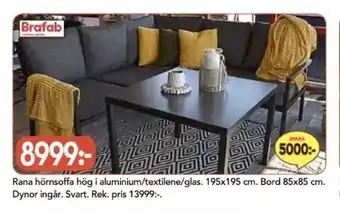 Bo Ohlsson Rana hörnsoffa hög i aluminium/textilene/glas erbjuda