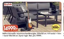 Bo Ohlsson Belfort hörnsoffa i aluminium/textilene/glas erbjuda
