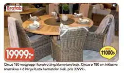 Bo Ohlsson Circus 180 matgrupp i konstrotting/aluminium/teak erbjuda