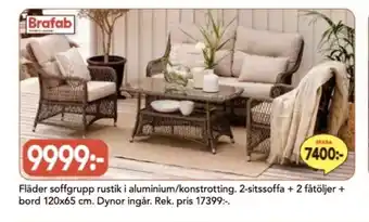 Bo Ohlsson Fläder soffgrupp rustik i aluminium/konstrotting erbjuda