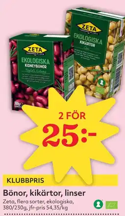 Östenssons ZETA Bönor, kikärtor, linser erbjuda