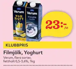 Östenssons VERUM Filmjölk, yoghurt erbjuda