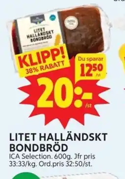 Ica Hajen Lagpris ICA Litet halländskt bondbröd erbjuda