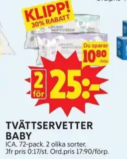 Ica Hajen Lagpris ICA Tvättservetter baby erbjuda