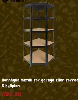 Clas Ohlson Hörnhylla metall för garage eller förrad 5 hyllplan erbjuda