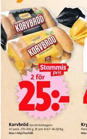 ICA Supermarket Korvbröd 2st erbjuda