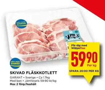 Willys Skivad Fläskkotlett 1kg erbjuda