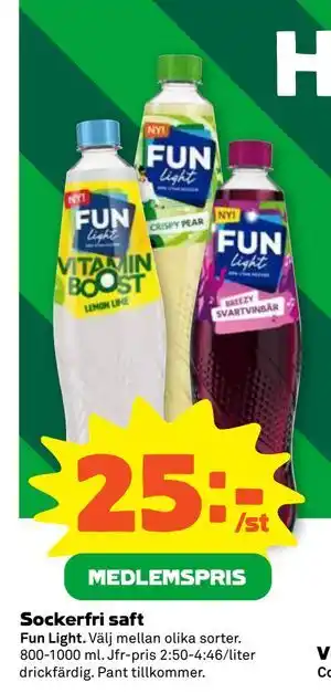 Stora Coop Sockerfri saft erbjuda