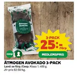 Coop ÄTMOGEN AVOKADO 3-PACK erbjuda