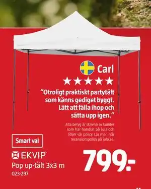 Jula Pop up-tält 3x3 m erbjuda