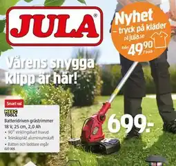 Jula Batteridriven grästrimmer 18 V, 25 cm, 2,0 Ah erbjuda