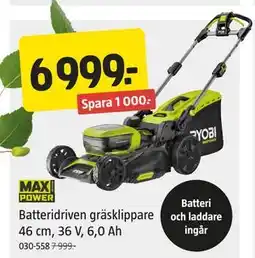 Jula Batteridriven gräsklippare 46 cm, 36 V, 6,0 Ah erbjuda