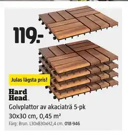Jula Golvplattor av akaciaträ 5-pk 30x30 cm, 0,45 m² erbjuda
