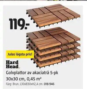 Jula Golvplattor av akaciaträ 5-pk 30x30 cm, 0,45 m² erbjuda