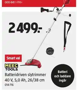 Jula Batteridriven slytrimmer 40 V, 5,0 Ah, 26/38 cm erbjuda