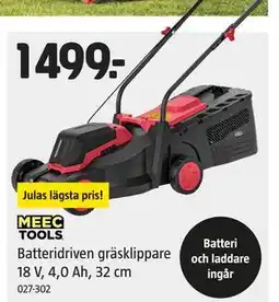 Jula Batteridriven gräsklippare 18 V, 4,0 Ah, 32 cm erbjuda
